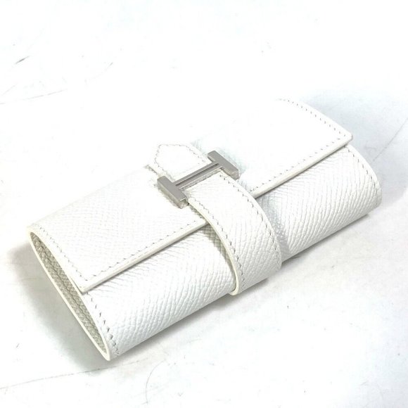 HERMES HHardware Bearn 4-Ring Key Key Case Epsom White/SilverHardware Unused - Picture 1 of 10